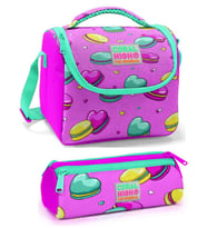 Coral High Kız Çocuk Pembe Makaron Beslenme Çantası Seti