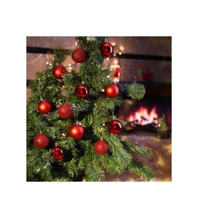 12’li Parlak Kırmızı 3 Cm Top Süs Noel Çam Ağacı Süsü Ev Ofis Dekor Yılbaşı Çam Ağacı Süsleri Topu (Çok Renkli)