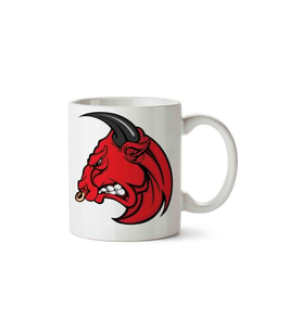 Angry Bull Head Bing Porselen Kupa Bardak