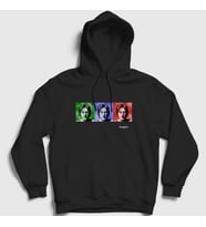Presmono Unisex Beyaz Portraits Beatles John Lennon Kapüşonlu Sweatshirt 35098tt (Siyah)