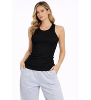 Fitilli Atlet Sıfır Yaka Slim Fit Arka Baskılı Spor Atlet - Siyah