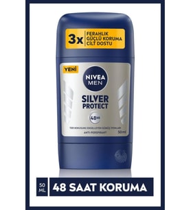 NIVEA Men Erkek Stick Deodorant Silver Protect 50 Ml, Ter Ve Ter Kokusna Karşı 48 Saat Anti-perspira