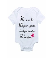 Unisex Bebek Beyaz Bu Seneki Kalpli Doğum Günü Baskılı Zıbın