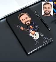 Kişiye Özel Gitarist Tasarımlı Karikatür Defter Ve Kalem Seti 91