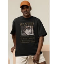 Wanted Dead Or Alive Yagami Light Baskılı Unisex Oversize Death Note Anime Karakter Tişört