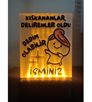 Kişiye Özel İsimli Hediyelik Kablolu Led Lamba - M12 - Kıskananlar Oldu Dedim Olabilir (Amber)