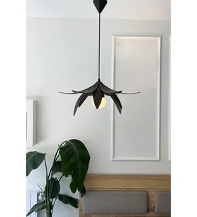 Lotus Avize – Ahşap Modern ve Minimal Tasarım Avize, İskandinav Salon ve Oturma Odası Aydınlatması (Ceviz)