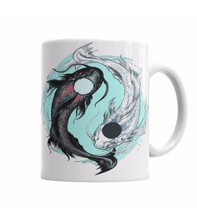 Koi Balığı   Yin ve Yang Kupa Bardak Porselen