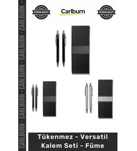 #TükenmezKalem Profesyonel Hediye Metal Gövdeli Şık Tasarım Ofis Tükenmez Versatil Kalem Seti Füme