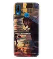 Huawei P20 Lite Mate 10 20 Lite Pro P40 Lite KılıfDesemli Silikon Kız ve Kedi 1762