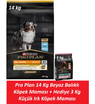 Pro Plan 14 Kg Beyaz Balıklı Köpek Maması + Hediye 3 Kg Küçük Irk Köpek Maması
