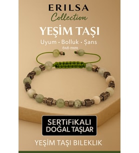 Sertifikalı Doğal Terahertz Yeşim Taşı Bileklik 6x6 mm - Bolluk ve Şans Taşı (Çok Renkli)