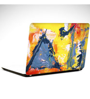 Mavi Üçgen Sarı Soyut Laptop Sticker 13 İnch (34X24CM)