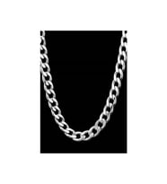 Kalın Küba Erkek Kolye Zincir 6mm 70cm (Gümüş)