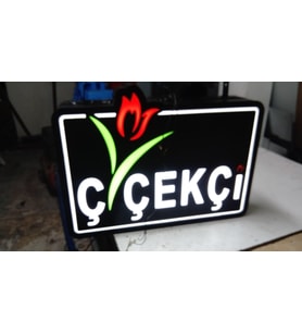 Çiçekçi Görselli Yazılı Tabela 3D Led Neon Etkili Işıklı Tabela 30X45 CM Tek Taraflı