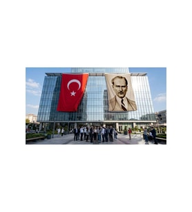 Sivil Mustafa Kemal Atatürk Bayrak ve Türk Bayrağı Premium Raşel Kumaş 2'li Set 10x15 metre ATA34