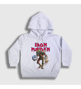 Presmono Unisex Çocuk Beyaz World Iron Maiden Kapüşonlu Sweatshirt 87347tt