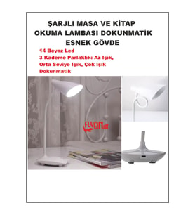 Şarj Edilebilir Dokunmatik Masa Lambası  Kitap Okuma Işığı Led Çalışma  Okuma 3 Modlu Kademe Işık (Somon-Beyaz-Nude)