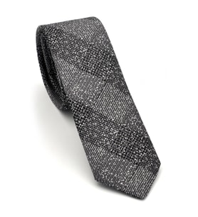 Füme Gri Verev Desenli Dokuma Kumaş Mendilli Slim Fit Kravat // SDK-240106 (Renksiz)