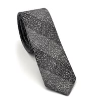 Füme Gri Verev Desenli Dokuma Kumaş Mendilli Slim Fit Kravat // SDK-240106 (Renksiz)