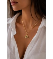 Gold Zirkon Taşlı Göz Kolye