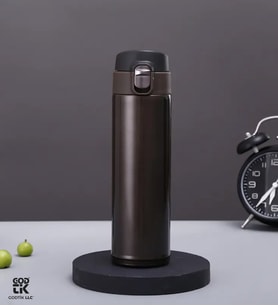 Godtik LLC Marka 500 ML Kilitli Kapaklı Paslanmaz Çelik Termos Kahverengi - GDTK-90024-2