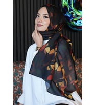 Yaprak Desen Koyu Yeşil Soft Pamuk Şal Kiremit