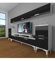 Decoraktiv Ekoflex 9 Slm Silver Tv Ünitesi Tv Sehpası - Beyaz Siyah (Siyah - Beyaz)