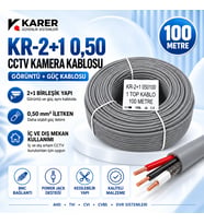 2+1 0,50 CCTV Güvenlik Kamera Kablosu 100 Metre – Görüntü ve Güç Birleşik Kablo