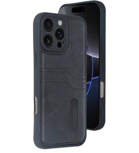 Pilelistore   iPhone 16 Pro Kılıf Sara Kartvizitli Deri Kılıf - Siyah