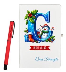 Kişiye Özel Yeni Yıl Hediyesi Defter ve Roller Kalem Seti