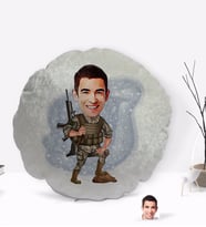 BK Gift Kişiye Özel Uzman Çavuş Karikatürlü Yuvarlak Dekoratif Kırlent Yastık-1
