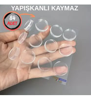 Mobilya Dolap Kapağı Ses Önleyici Cam Kesme Tahtası Ayağı Şeffaf Yapışkanlı Stoper Ayak 84 Adet