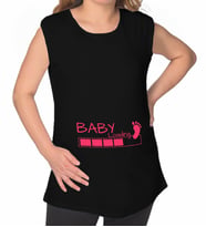 BK Gift Baby Loading Tasarımlı Siyah Sıfır Kol Hamile Tişört-1, Hamile Giyim, Eşe Hediye