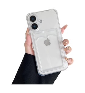 Teknomoda Apple iPhone 16 PLUS Kılıf Kartlıklı Anti Şok Korumalı Şeffaf Silikon Şeffaf Açık