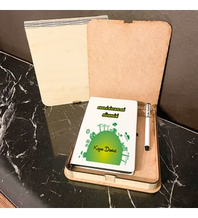 Enerji Sistemleri Mühendisine Hediye Ahşap Kutulu Defter Kalem Set