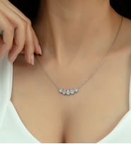 Pırlanta Modeli Beş Damla Kadın Kolye 925 Ayar Gümüş, Kadın Kolye, BSDMLPRLNTSK001