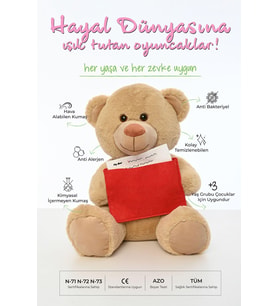 Sevgiliye Özel Hediye Mektuplu Ayıcık 45 Cm