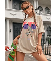Beauty Tasarım Basklı Tshirt (Bej)