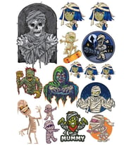 Mumya ve Zombi Sticker Set 2 17 Parça Telefon, Tablet, Defter, Laptop Sticker