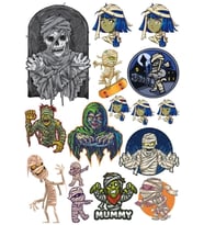 Mumya ve Zombi Sticker Set 2 17 Parça Telefon, Tablet, Defter, Laptop Sticker