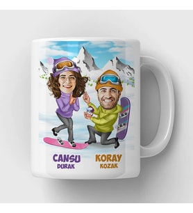 Kişiye Özel Unutulmaz Evlilik Teklifi Karikatürlü Kupa Bardak