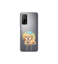 Xiaomi Mi 10 T ile Uyumlu Splash Köpek Tasarımlı Şeffaf Silikon Kılıf
