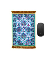 Bursa İpek Mavi Dekoratif Küçük Halı Mousepad