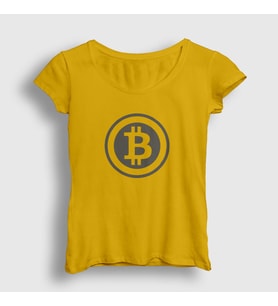 Presmono Kadın Sarı Gray Logo Bitcoin T-Shirt 263902tt (Sarı)