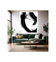 Siyah Fırça İzi Ahşap Çerçeveli MDF Duvar Tablosu Soyut Dijital Baskı Salon Modern Tasarım Tablo (Beyaz)