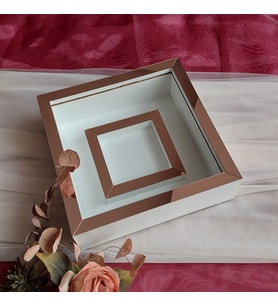 25x25 Cm Beyaz-Rose Fotoğraf Bölümlü Anı Çerçevesi! İsimsiz Ledsiz! Gül Saklama Kutusu