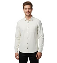 Erkek Spor Silim Fit Kanvas Tek Cepli Gömlek BGL-ST04955 (Ekru)