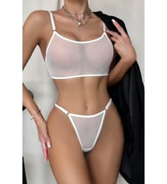 Transparan Tül Bralet Tanga İç Giyim Takımı