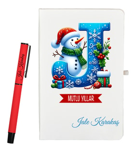 Arkadaşa Yeni Yıl Hediyesi Kişiye Özel Defter ve Roller Kalem Seti